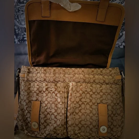 Vintage Y2K Coach Brown Signature Crossbody Bag messenger bag - Picture 9 of 17